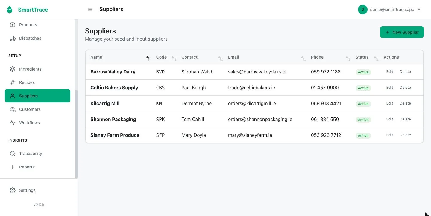 SmartTrace desktop screen relevant to beekeepers bottling and selling honey