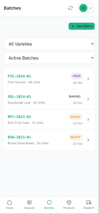 SmartTrace phone app screen relevant to microgreens, salad leaf and herb growers