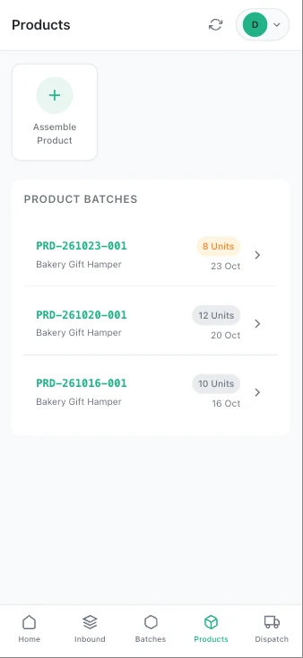 SmartTrace phone app screen relevant to chocolatiers, fudge and sweet makers